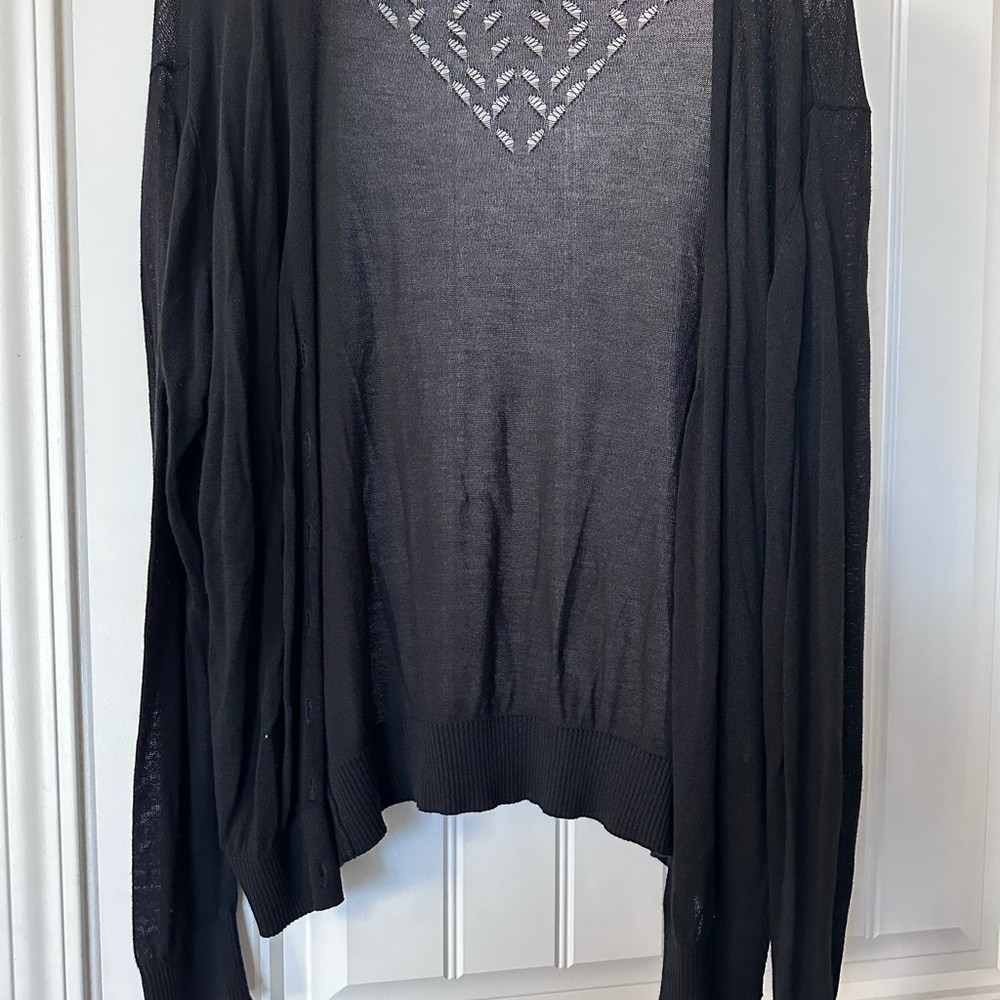 LuLaRoe Black Cardigan Sweater Asymmetrical Design